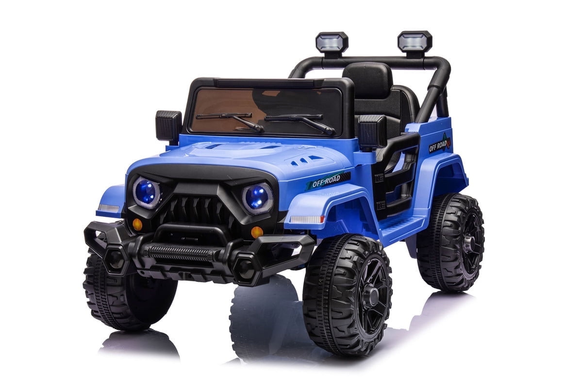 Farmdex 12V Electric Battery Powered Ride on Truck Cars with Remote Control, Ride on Toys for Toddlers w/ Bluetooth Music, 3 Speeds, LED Lights, Spring Suspension, One Button Braking, Blue