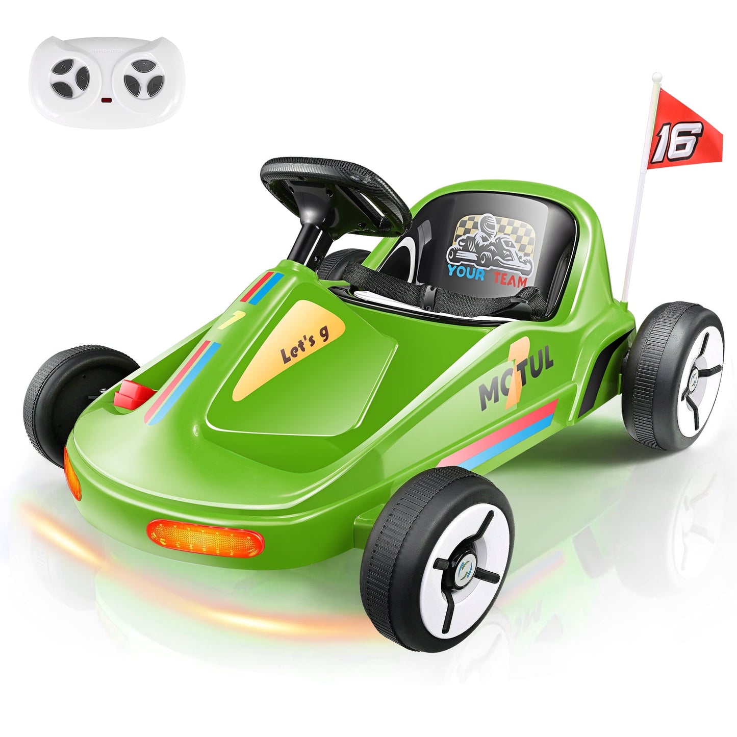 Farmdex 12 Volt Ride on Toys for Toddlers with Remote Control, Electric Drifting Go Kart, Quick Assembly, Flashing Taillight, Bluetooth Music, Storytelling, Portable, Green