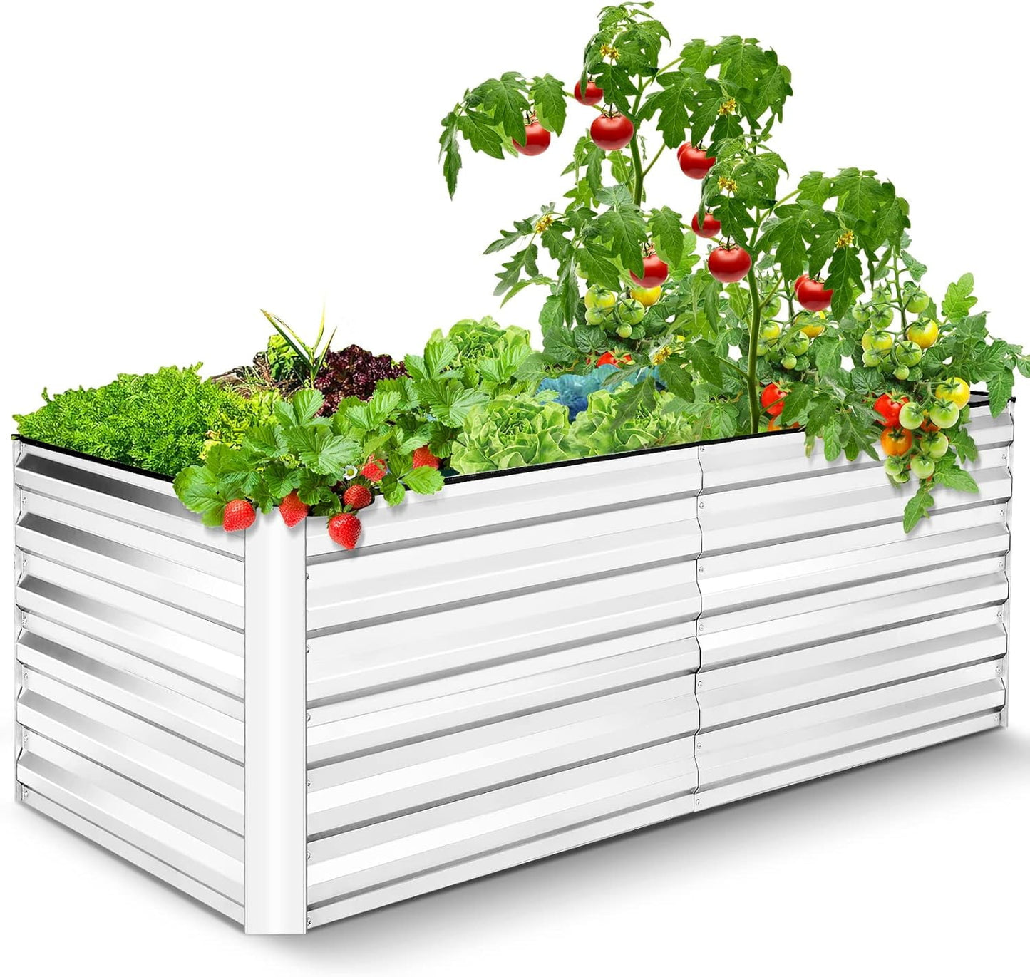 Farmdex 6x3x2ft Galvanized Raised Garden Bed - Thickened Metal Planter Box for Vegetables, Fruits, and Flowers, Outdoor Durable and Rust-Resistant, Sliver