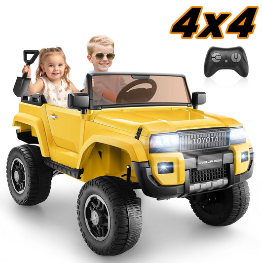 Farmdex Licensed Toyota LC250, 24V Ride on Cars Two-seater with Remote Control, Kids Electric Ride on Truck Car, Ride on Toys w/ 4*100W Motors, 3 Speeds, LED Lights, Bluetooth, Yellow