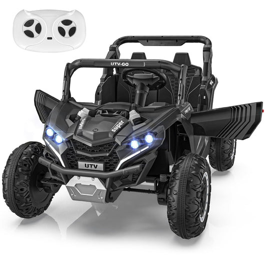 Farmdex 24V Ride on cars, 2WD/4WD Switchable Ride on Toys with Remote Control, 2 Seater Electric Car for Kids with Trunk Storage Space, Bluetooth Music, LED Lights, Black