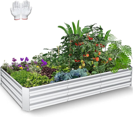 Farmdex 7ft x 3ft/5ft x 5ft(138 Gal/170 Gal) Raised Garden Bed Kits Durable Galvanized Steel Planter Box for Vegetables, Flowers, and Herbs